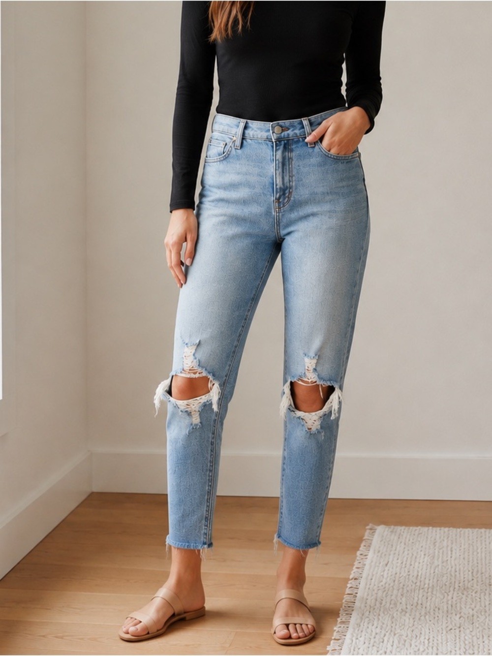 L’Agence El Matador Light Wash Distressed Raw Hem Jeans 29